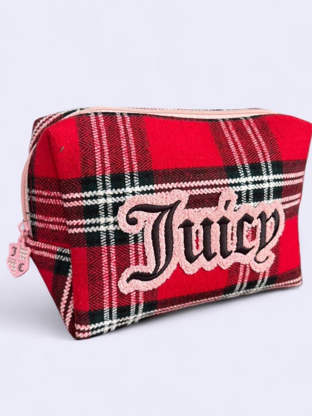 Juicy Couture Red Plaid Cosmetic Bag